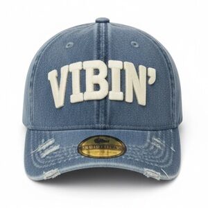 VIBIN’ Distressed Denim Baseball Cap Adjustable Casual Streetwear Hat Trendy